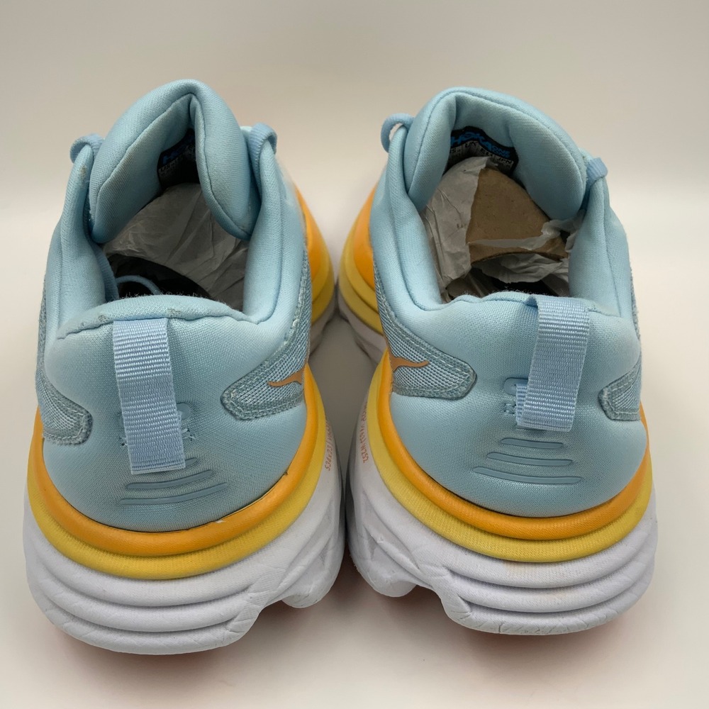 Hoka Bondi 8 Womens Running Shoes Blue Orange Yellow Sneakers 1127952 - Picture 8 of 10